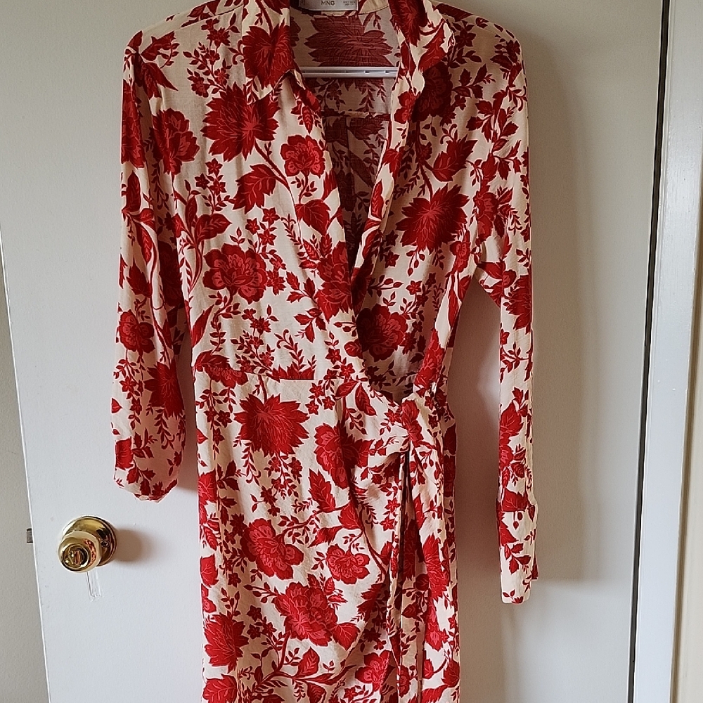 Mango MNG Floral Wrap Dress Size 4